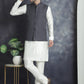 Men's Solid Nehru Jacket with White Kurta & Churidar ( JOKPWC 592W 4046Charcoal )