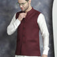 Men's Solid Nehru Jacket with White Kurta & Churidar ( JOKPWC 592W 4046Maroon )