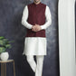 Men's Solid Nehru Jacket with White Kurta & Churidar ( JOKPWC 592W 4046Maroon )