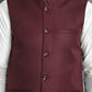Men's Solid Nehru Jacket with White Kurta & Churidar ( JOKPWC 592W 4046Maroon )