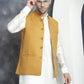 Men's Solid Nehru Jacket with White Kurta & Churidar ( JOKPWC 592W 4046Mustard )