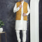 Men's Solid Nehru Jacket with White Kurta & Churidar ( JOKPWC 592W 4046Mustard )
