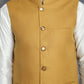 Men's Solid Nehru Jacket with White Kurta & Churidar ( JOKPWC 592W 4046Mustard )