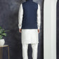 Men's Solid Nehru Jacket with White Kurta & Churidar ( JOKPWC 592W 4046Navy )