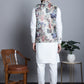 Men's Digital Print and Zari Work Nehru Jacket With Kurta Pyjama Set