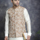 Men's Embroidred Nehru Jacket With Solid Kurta Pyjama ( JOKPWC 592W 4092Brown )