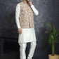 Men's Embroidred Nehru Jacket With Solid Kurta Pyjama ( JOKPWC 592W 4092Brown )