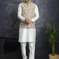 Men's Embroidred Nehru Jacket With Solid Kurta Pyjama ( JOKPWC 592W 4092Brown )