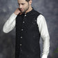 Men's Sequins and Embroidred Nehru Jacket With Solid Kurta Pyjama ( JOKPWC 592W 4093Black )