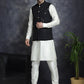 Men's Sequins and Embroidred Nehru Jacket With Solid Kurta Pyjama ( JOKPWC 592W 4093Black )