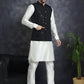 Men's Sequins and Embroidred Nehru Jacket With Solid Kurta Pyjama ( JOKPWC 592W 4093Black )