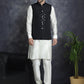 Men's Sequins and Embroidred Nehru Jacket With Solid Kurta Pyjama ( JOKPWC 592W 4093Black )