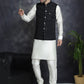 Men's Sequins and Embroidred Nehru Jacket With Solid Kurta Pyjama ( JOKPWC 592W 4093Black )