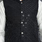 Men's Sequins and Embroidred Nehru Jacket With Solid Kurta Pyjama ( JOKPWC 592W 4093Black )
