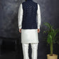 Men's Sequins and Embroidred Nehru Jacket With Solid Kurta Pyjama ( JOKPWC 592W 4093Navy )