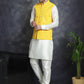 Men's Sequins and Embroidred Nehru Jacket With Solid Kurta Pyjama ( JOKPWC 592W 4093Yellow )