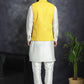 Men's Sequins and Embroidred Nehru Jacket With Solid Kurta Pyjama ( JOKPWC 592W 4093Yellow )