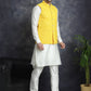 Men's Sequins and Embroidred Nehru Jacket With Solid Kurta Pyjama ( JOKPWC 592W 4093Yellow )