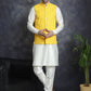 Men's Sequins and Embroidred Nehru Jacket With Solid Kurta Pyjama ( JOKPWC 592W 4093Yellow )