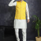 Men's Sequins and Embroidred Nehru Jacket With Solid Kurta Pyjama ( JOKPWC 592W 4093Yellow )