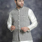 Men's Embroidred Nehru Jacket With Solid Kurta Pyjama ( JOKPWC 592W 4094Grey )