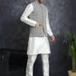 Men's Embroidred Nehru Jacket With Solid Kurta Pyjama ( JOKPWC 592W 4094Grey )