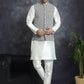 Men's Embroidred Nehru Jacket With Solid Kurta Pyjama ( JOKPWC 592W 4094Grey )