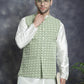 Men's Embroidred Nehru Jacket With Solid Kurta Pyjama ( JOKPWC 592W 4094Mehndi )