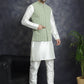 Men's Embroidred Nehru Jacket With Solid Kurta Pyjama ( JOKPWC 592W 4094Mehndi )