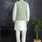 Men's Embroidred Nehru Jacket With Solid Kurta Pyjama ( JOKPWC 592W 4094Mehndi )