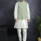 Men's Embroidred Nehru Jacket With Solid Kurta Pyjama ( JOKPWC 592W 4094Mehndi )