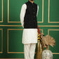 Men's Velvet Nehru Jacket With Solid Kurta Pyjama