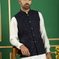 Men's Velvet Nehru Jacket With Solid Kurta Pyjama