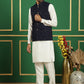 Men's Velvet Nehru Jacket With Solid Kurta Pyjama
