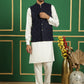 Men's Velvet Nehru Jacket With Solid Kurta Pyjama