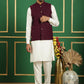 Men's Velvet Nehru Jacket With Solid Kurta Pyjama