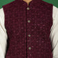 Men's Velvet Nehru Jacket With Solid Kurta Pyjama