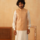 Embroidered Nehru Jacket With Solid Kurta Pyjama Set ( JOKPWC 592W 4104Brown )