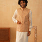 Embroidered Nehru Jacket With Solid Kurta Pyjama Set ( JOKPWC 592W 4104Brown )