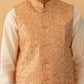 Embroidered Nehru Jacket With Solid Kurta Pyjama Set ( JOKPWC 592W 4104Brown )