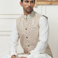 Embroidered Nehru Jacket With Solid Kurta Pyjama Set