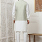 Embroidered Nehru Jacket With Solid Kurta Pyjama Set