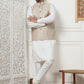 Embroidered Nehru Jacket With Solid Kurta Pyjama Set