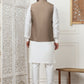Embroidered Nehru Jacket With Solid Kurta Pyjama Set