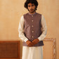 Embroidered Nehru Jacket With Solid Kurta Pyjama Set ( JOKPWC 592W 4105Purple )