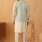 Embroidered Nehru Jacket With Solid Kurta Pyjama Set