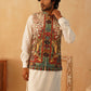 Paisley Printed Nehru Jacket With Solid Kurta Pyjama Set
