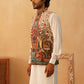 Paisley Printed Nehru Jacket With Solid Kurta Pyjama Set
