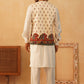 Paisley Printed Nehru Jacket With Solid Kurta Pyjama Set