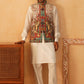 Paisley Printed Nehru Jacket With Solid Kurta Pyjama Set